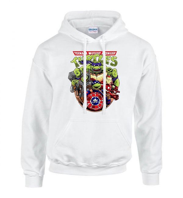 tini ninja teknőcök tmnt avengers Fehér Férfi Kapucnis Pulóver