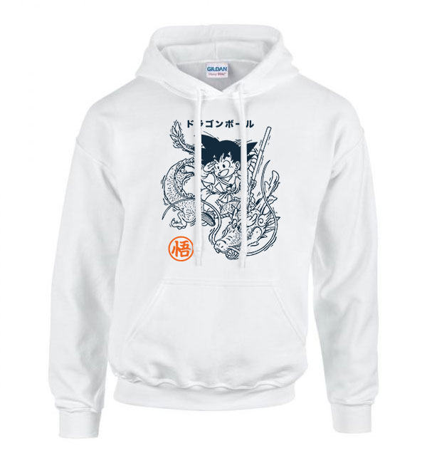 son goku dragon ball Fehér Férfi Kapucnis Pulóver