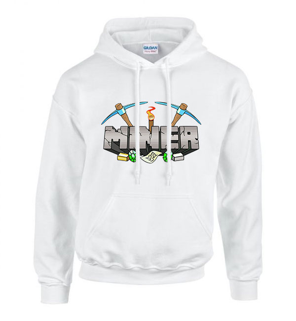 minecraft Fehér Férfi Kapucnis Pulóver