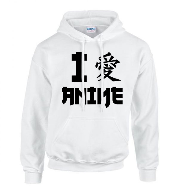 anime Fehér Férfi Kapucnis Pulóver