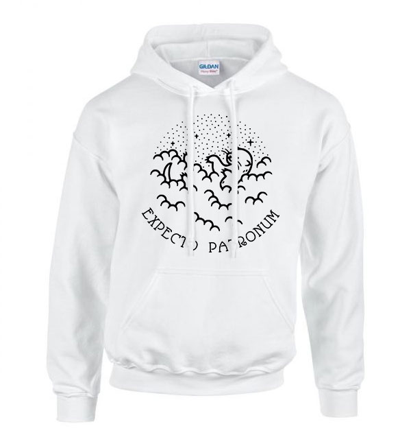 Harry Potter Patronus Fehér Férfi Kapucnis Pulóver