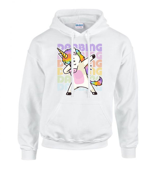 dabbing unikornis unicorn Fehér Férfi Kapucnis Pulóver