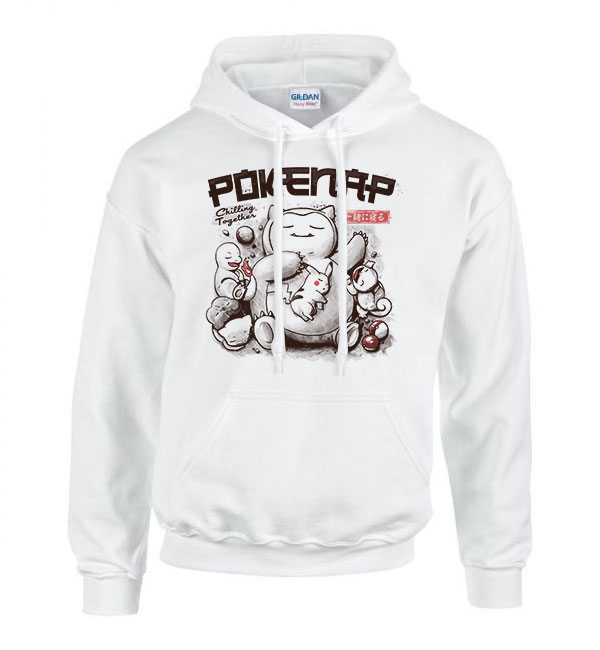 pokemon snorlax pikachu charmander alvós alvás Fehér Férfi Kapucnis Pulóver