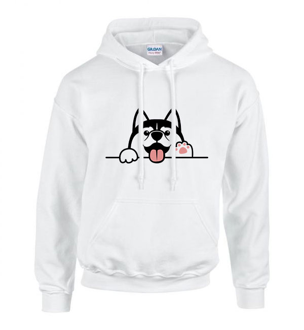 husky kutya Fehér Férfi Kapucnis Pulóver
