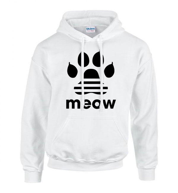 meow macskás cicás cica Fehér Férfi Kapucnis Pulóver