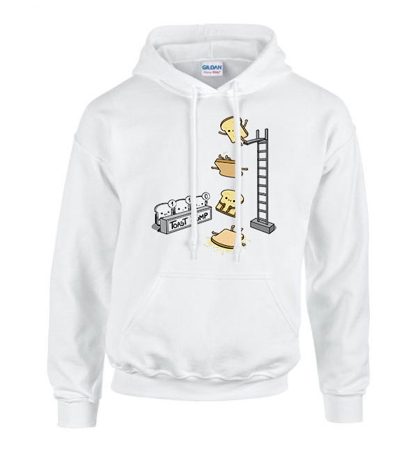 toast jump kenyér humor Fehér Férfi Kapucnis Pulóver