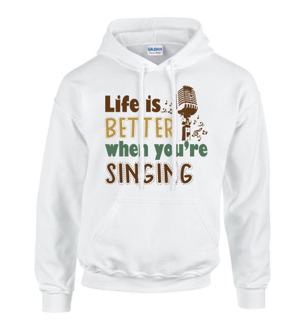 éneklés ének singing Fehér Férfi Kapucnis Pulóver