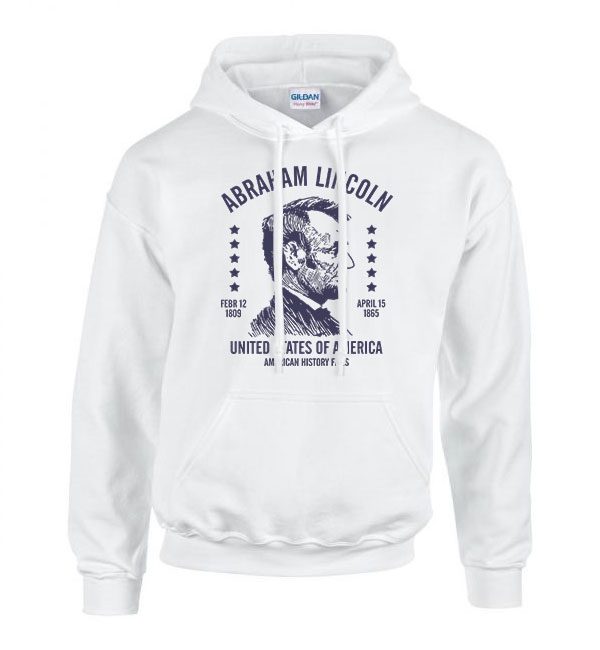 Abraham Lincoln Fehér Férfi Kapucnis Pulóver