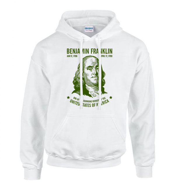 benjamin franklin Fehér Férfi Kapucnis Pulóver