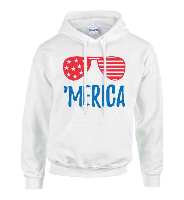 merica america Fehér Férfi Kapucnis Pulóver