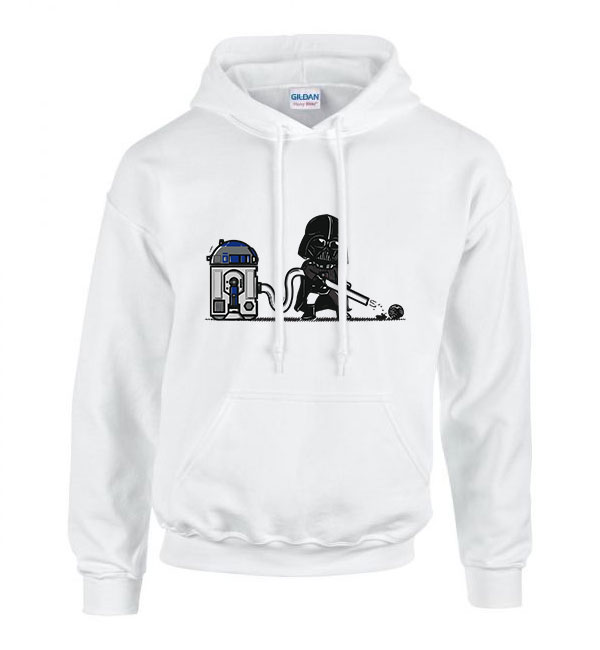 r2d2 darth vader porszívó Fehér Férfi Kapucnis Pulóver
