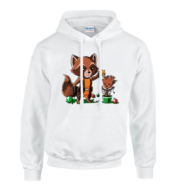 groot rocket raccoon Fehér Férfi Kapucnis Pulóver