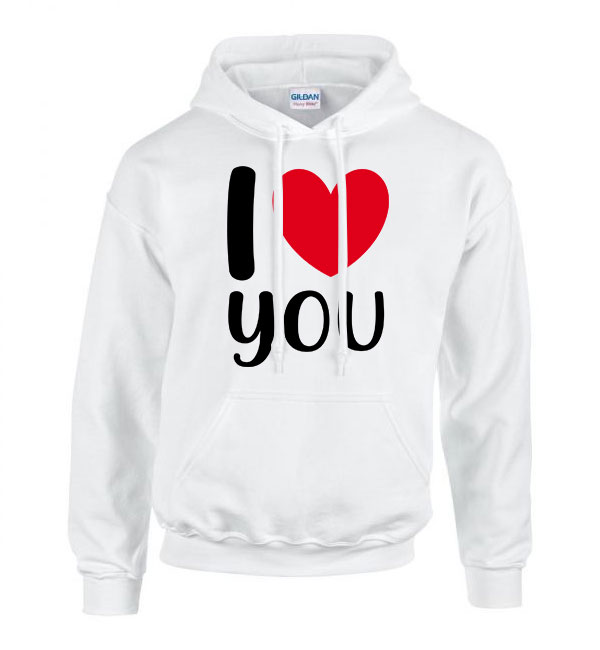 i love you Fehér Férfi Kapucnis Pulóver