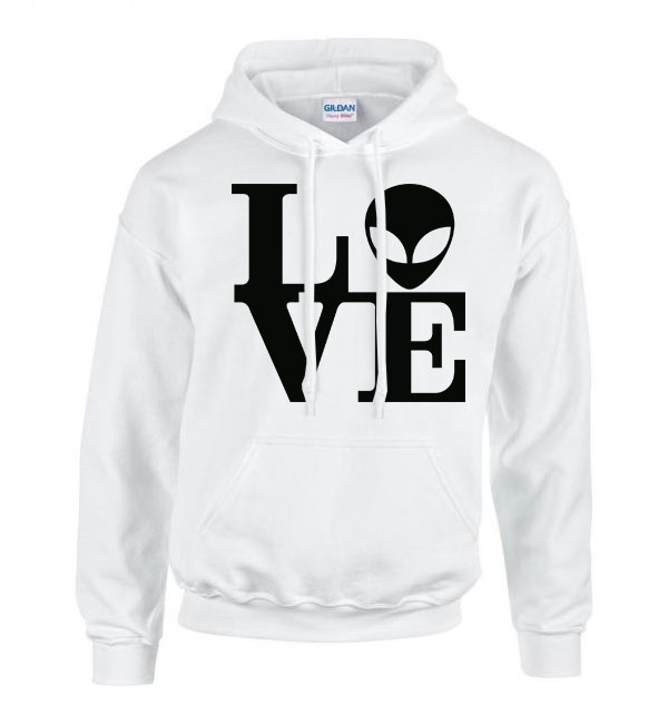 UFO love Fehér Férfi Kapucnis Pulóver