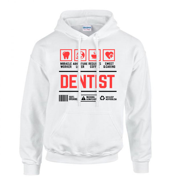 fogorvos fogászat dentist Fehér Férfi Kapucnis Pulóver