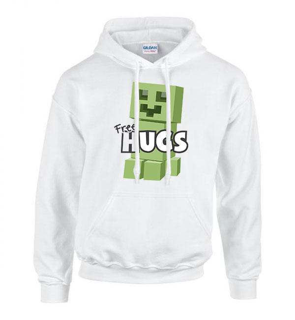 minecraft creeper Fehér Férfi Kapucnis Pulóver