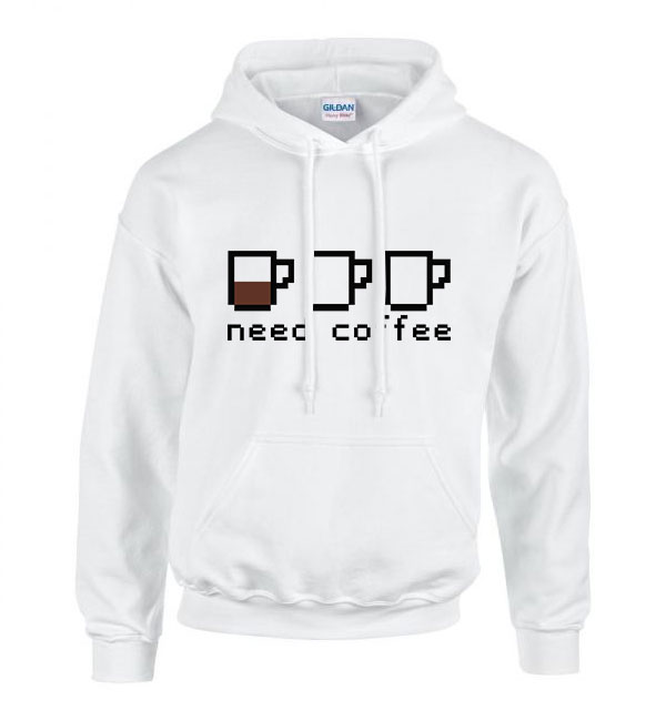 kávé coffee Fehér Férfi Kapucnis Pulóver