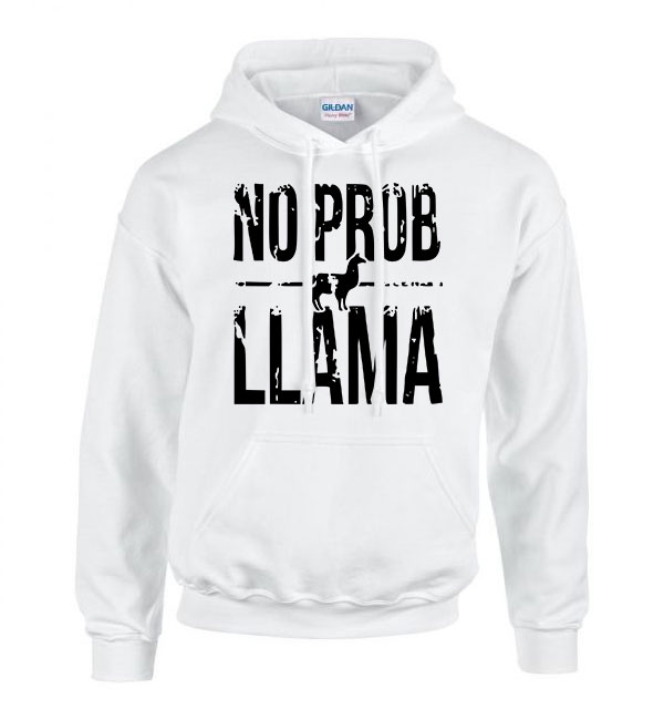 no probllama láma Fehér Férfi Kapucnis Pulóver