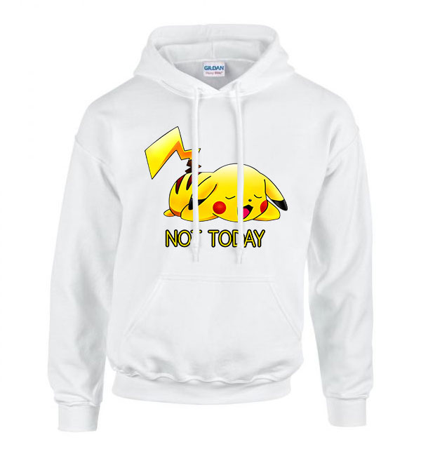 not today pikachu pokemon Fehér Férfi Kapucnis Pulóver