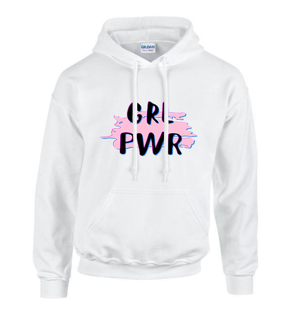 girl power grl pwr Fehér Férfi Kapucnis Pulóver