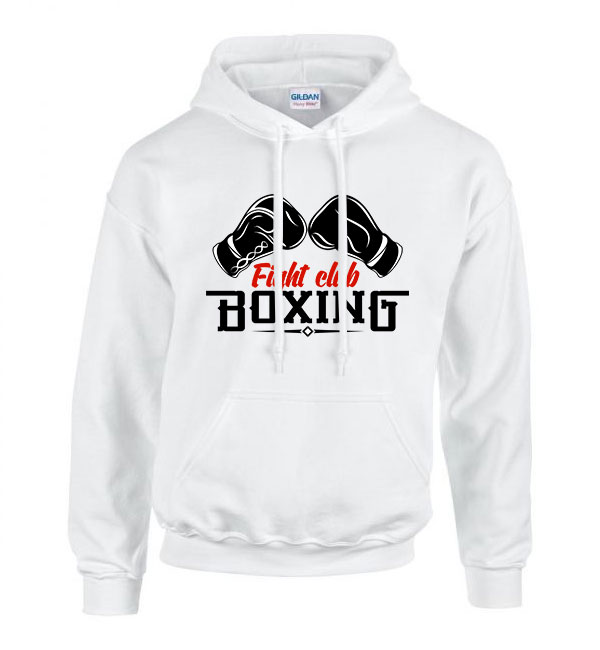 box boxing Fehér Férfi Kapucnis Pulóver