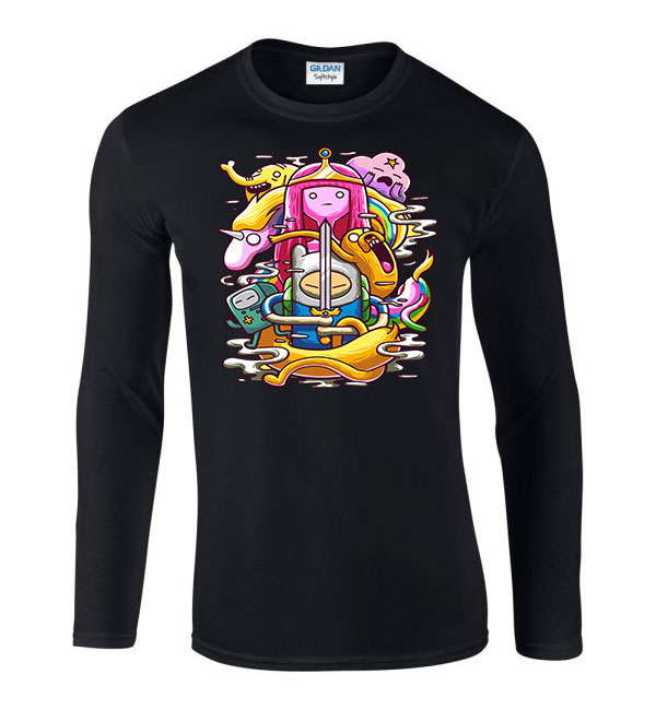 Adventure Time Fekete Férfi Hosszú Ujjú Póló