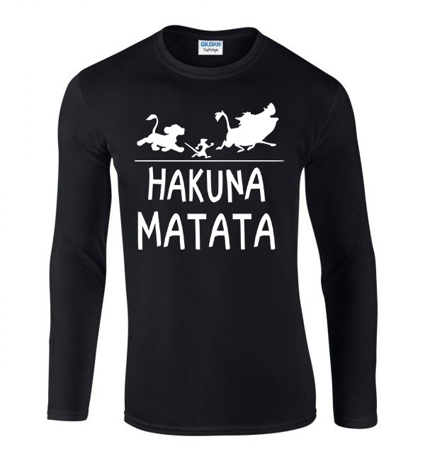 hakuna matata oroszlánkirály Fekete Férfi Hosszú Ujjú Póló