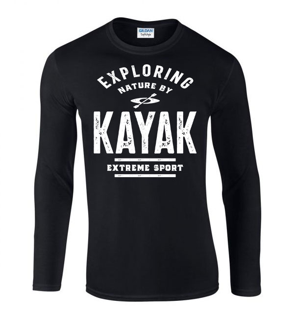 kajak kenu kayak Fekete Férfi Hosszú Ujjú Póló