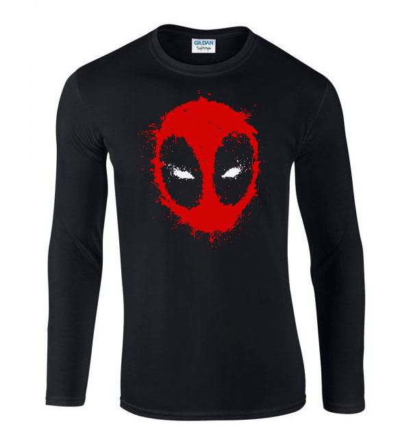 deadpool Fekete Férfi Hosszú Ujjú Póló