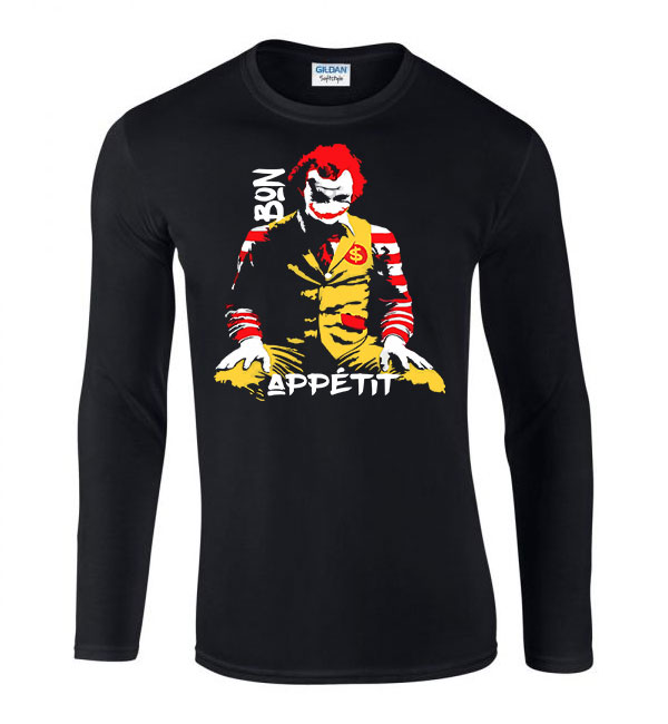ronald mcdonald joker Fekete Férfi Hosszú Ujjú Póló