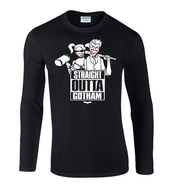 joker harley quinn gotham Fekete Férfi Hosszú Ujjú Póló