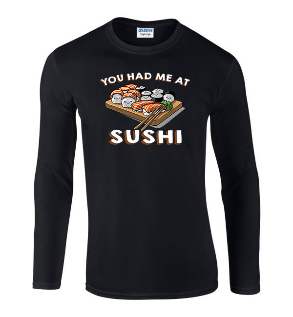 sushi szusi japán Fekete Férfi Hosszú Ujjú Póló