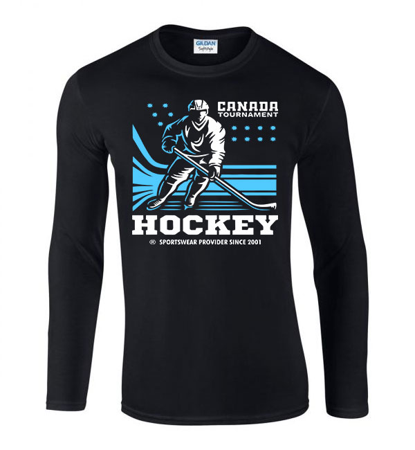 hockey hoki Fekete Férfi Hosszú Ujjú Póló