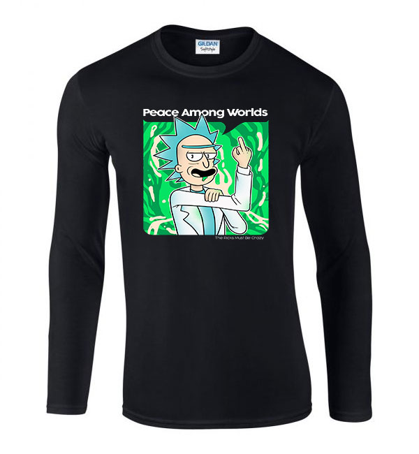 rick és morty Fekete Férfi Hosszú Ujjú Póló