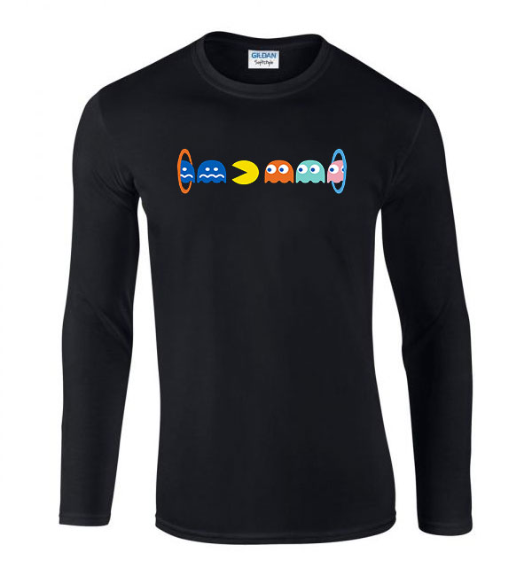 pac man pacman Fekete Férfi Hosszú Ujjú Póló