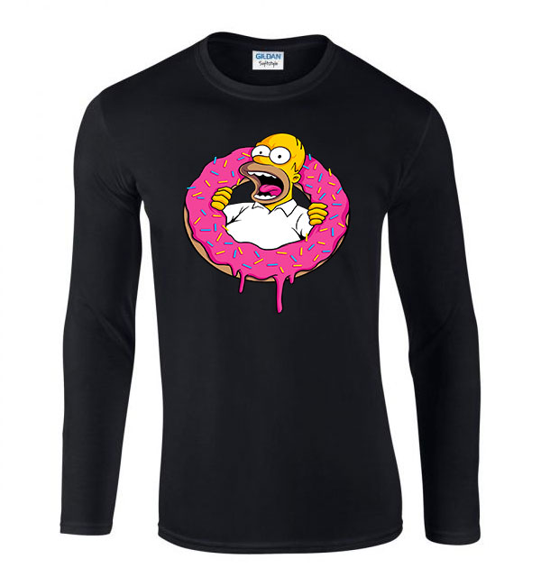 fánk homer donut simpson Fekete Férfi Hosszú Ujjú Póló