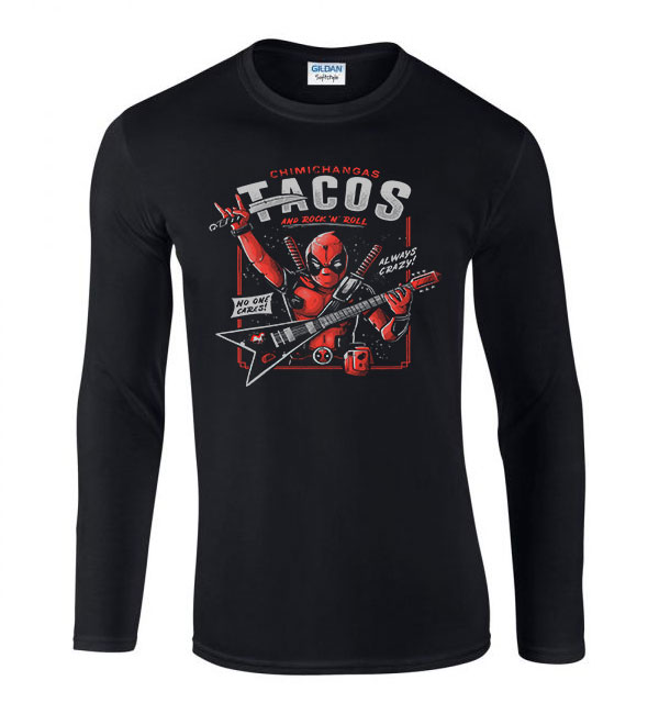 deadpool tacos chimichanga Fekete Férfi Hosszú Ujjú Póló