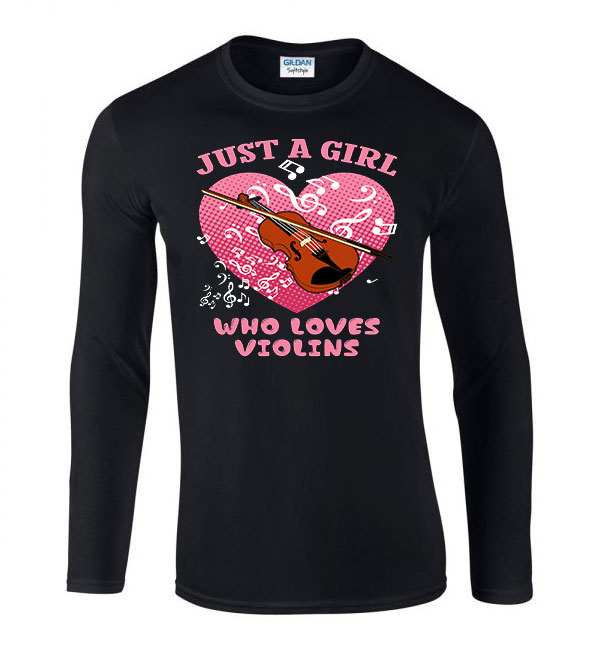 hegedű hegedűs violin Fekete Férfi Hosszú Ujjú Póló
