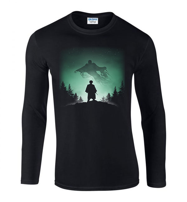 harry potter expecto patronum dementor Fekete Férfi Hosszú Ujjú Póló