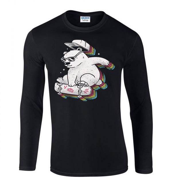 gördeszka gördeszkás Fekete Férfi Hosszú Ujjú Póló