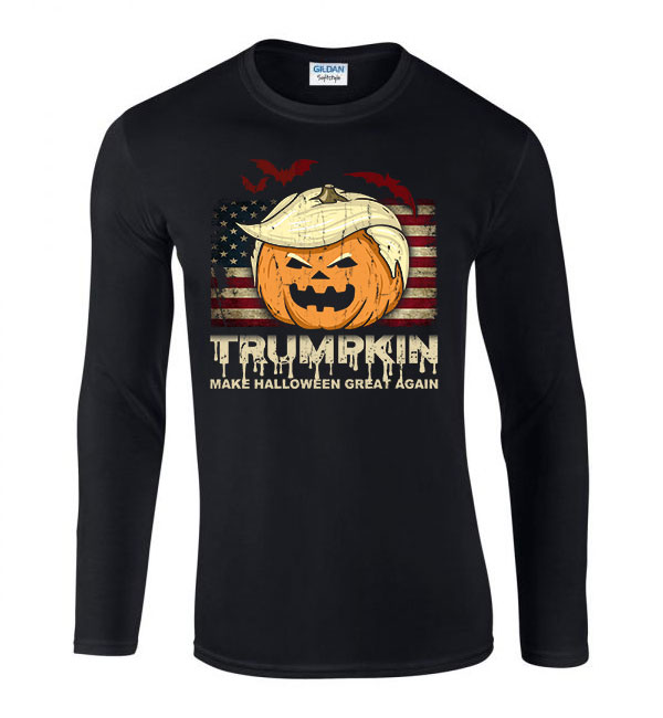 halloween tök donald trump Fekete Férfi Hosszú Ujjú Póló