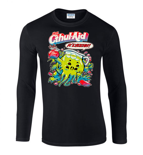 cthulhu chutulu hp lovecraft kool aid Fekete Férfi Hosszú Ujjú Póló