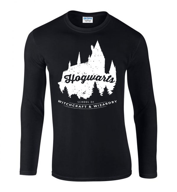 harry potter roxfort hogwarts Fekete Férfi Hosszú Ujjú Póló