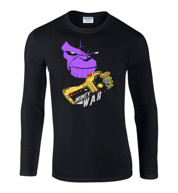thanos avengers bosszúállók Fekete Férfi Hosszú Ujjú Póló