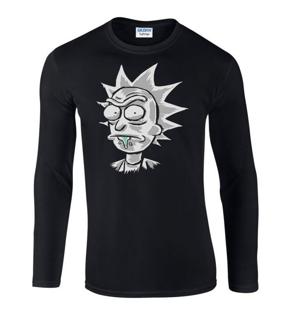 rick és morty Fekete Férfi Hosszú Ujjú Póló