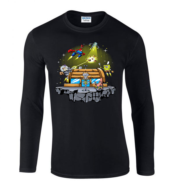 spongya bob sponge bob Fekete Férfi Hosszú Ujjú Póló