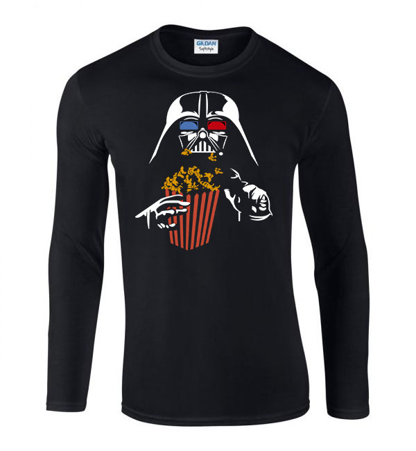 darth vader popcorn mozi Fekete Férfi Hosszú Ujjú Póló