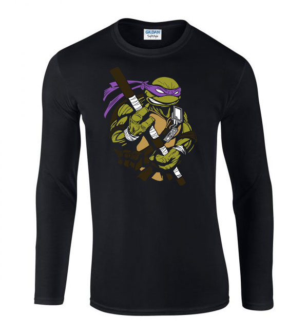donatello tini ninja teknőcök tmnt Fekete Férfi Hosszú Ujjú Póló