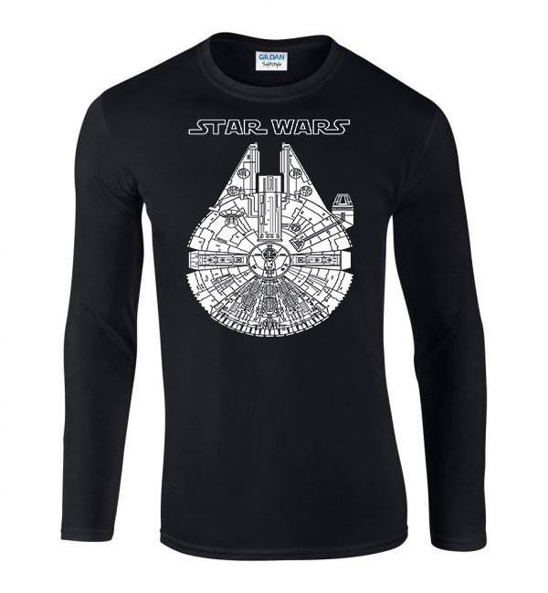 star wars ezeréves sólyom Fekete Férfi Hosszú Ujjú Póló