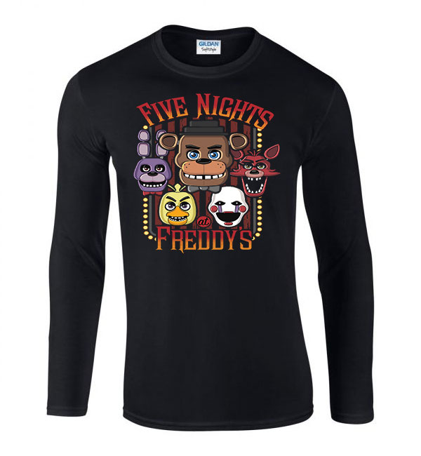 five nights at freddy's Fekete Férfi Hosszú Ujjú Póló